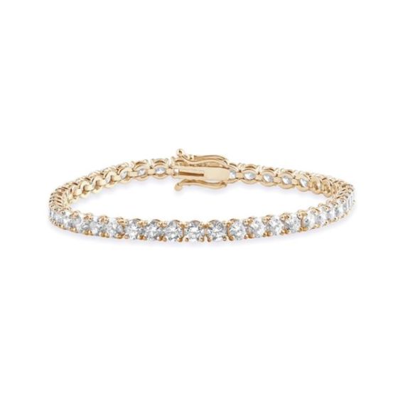 Bright White Privilege Round Lab Grown Diamond Tennis Bracelet in 14K Yellow Gold 6.50ct,EF,VS1 VS2