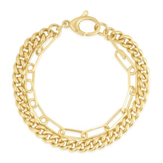 Curb and Paperclip Bracelet Gold
