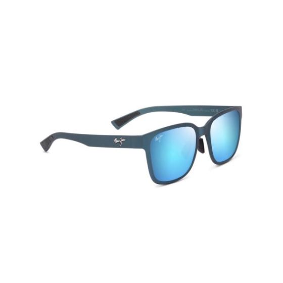 Paulele Asian Fit Polarized Sunglasses Matte Teal-Blue Frame Blue Hawaii Lens