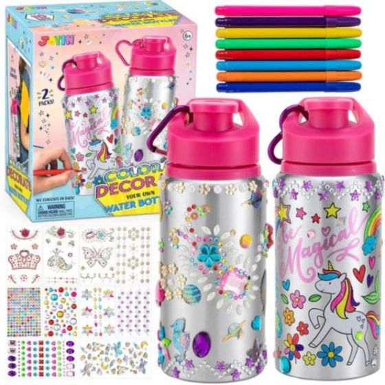 2 Pack Color and Decorate Your Own Water Bottles