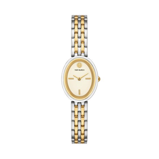 Ladies Oval Two-Tone Stainless Steel Watch Cream Dial