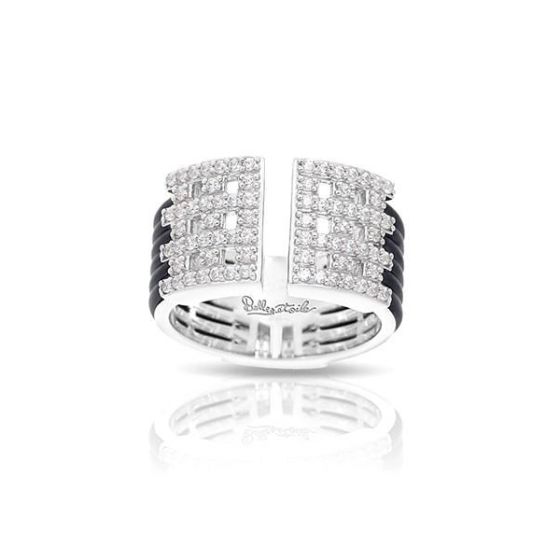 Belle Etoile Round Cubic Zirconia studded Black background Vista Size-7 Ring - 925 Sterling silver.