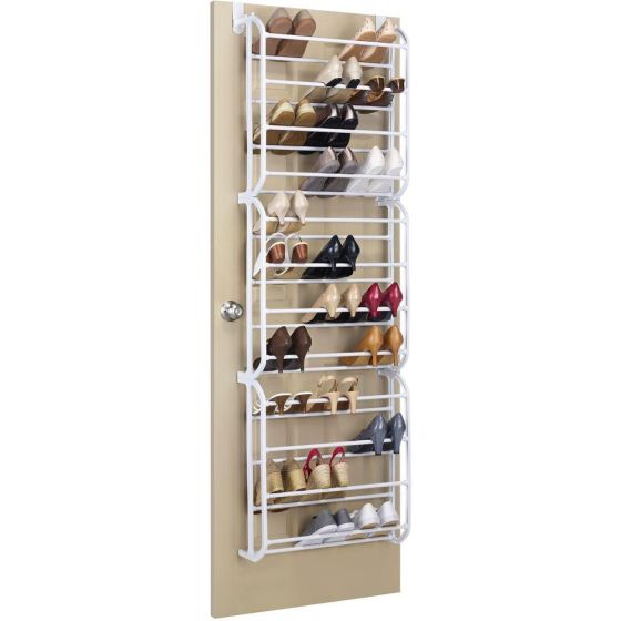 36-pair Over-the-Door Shoe Rack in White