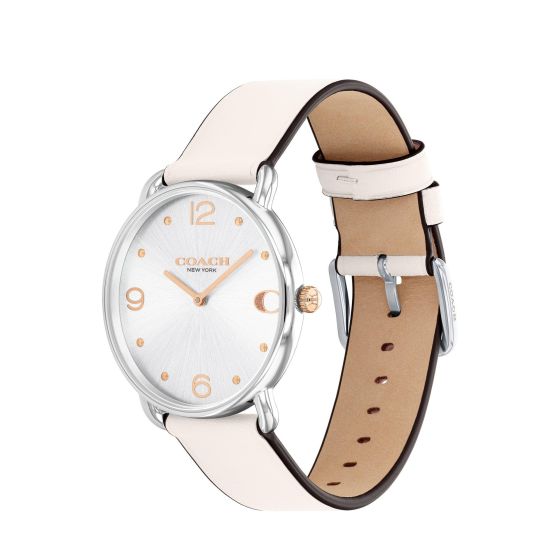 Ladies' Elliot Chalk White Leather Strap Silver Dial