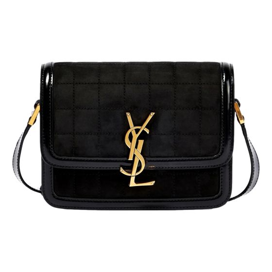 Saint Laurent Solferino Leather Black Quilted Suede Shoulder Bag