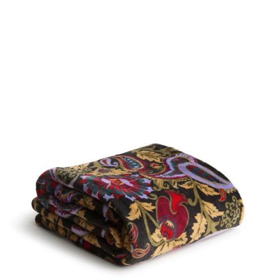 Plush Throw Blanket - Midnight Garden Paisley - Fleece