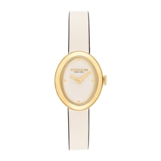 Ladies' Sammy Oval Gold & Chalk Leather Strap Watch Chalk Dial