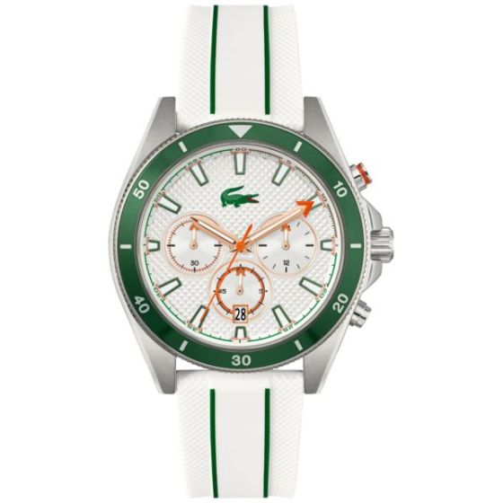 Men's Mainsail Chronograph Green & White Silicone Strap Watch White Dial