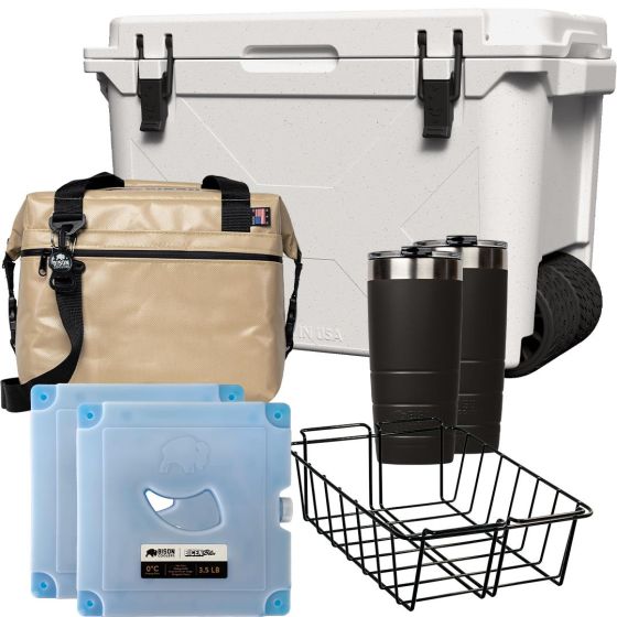 Ultimate Bison Wheeled Cooler Package White