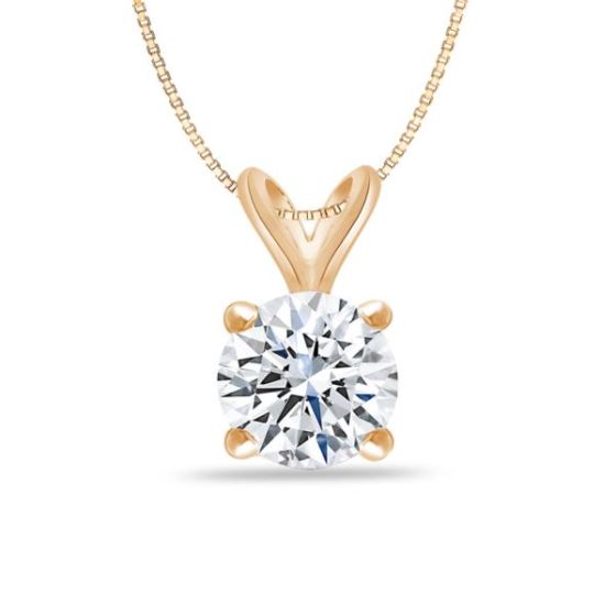 Bright White Round Lab Grown Diamond Pendant in 14K Yellow Gold 0.50ct, Color-FG, Clarity-VS SI