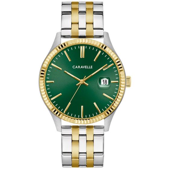 Men's Dress Stainless Steel Bracelet watch, Green dial
