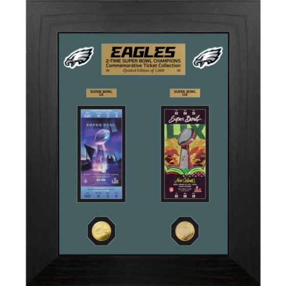 Philadelphia Eagles Deluxe Super Bowl Ticket Collection Gold Photo Mint