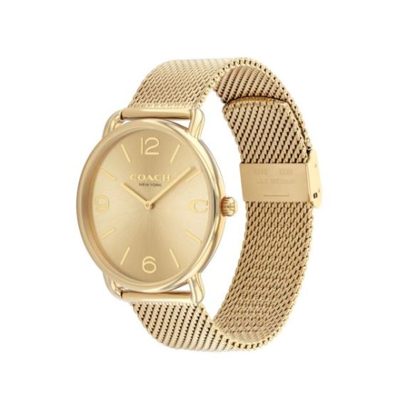 Men's Elliot Gold-Tone Stainless Steel Mesh Watch Gold Dial