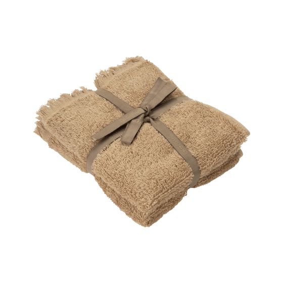 FRINO 2 Fringed Organic Cotton Terry Guest Hand Towel Set