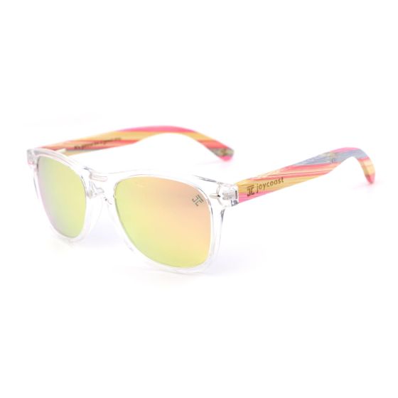 FruitLoops - Bamboo Wooden Sunglasses Clear Frame, Rose Gold Lens