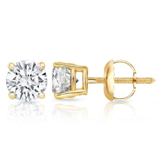 Bright White Round Lab Grown Diamond Prime Screwback Stud in 10K Yellow Gold 0.30ct, FG, SI2 I1