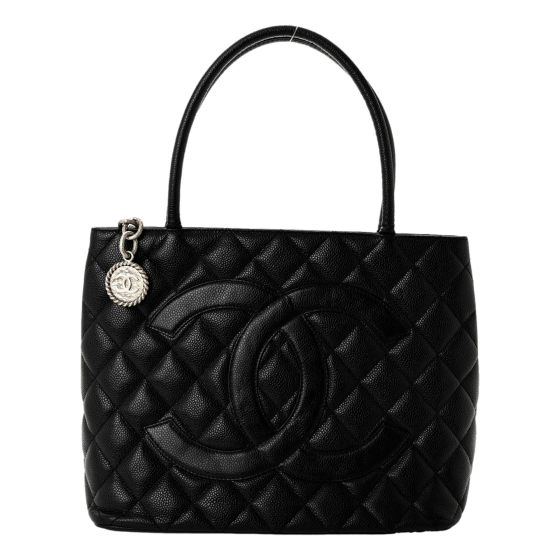 Chanel Medallion Tote in Black Quilted Caviar Leather