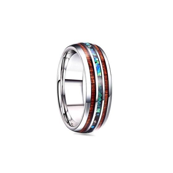 Argo - Stainless Steel & Koa Ring Size 5