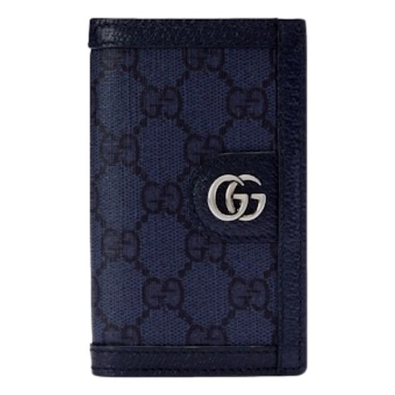 Gucci Ophidia Navy Blue Supreme Bifold Card Case Wallet
