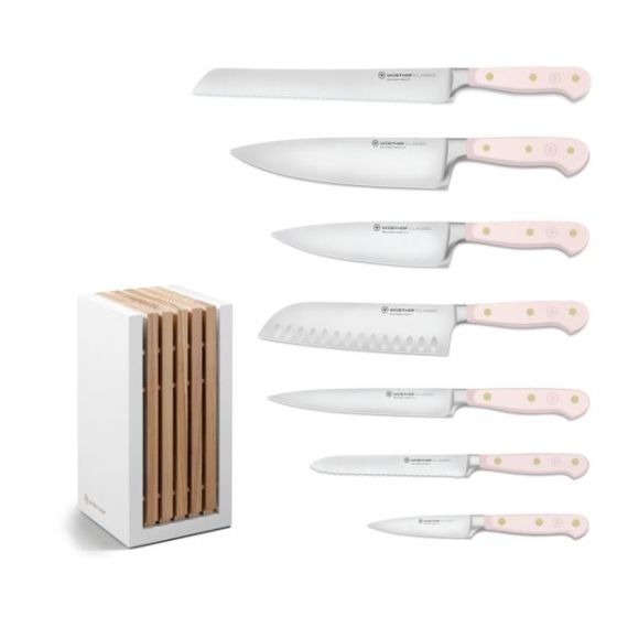 Classic 8pc Designer Knife Block Set Pink Himalayan Salt