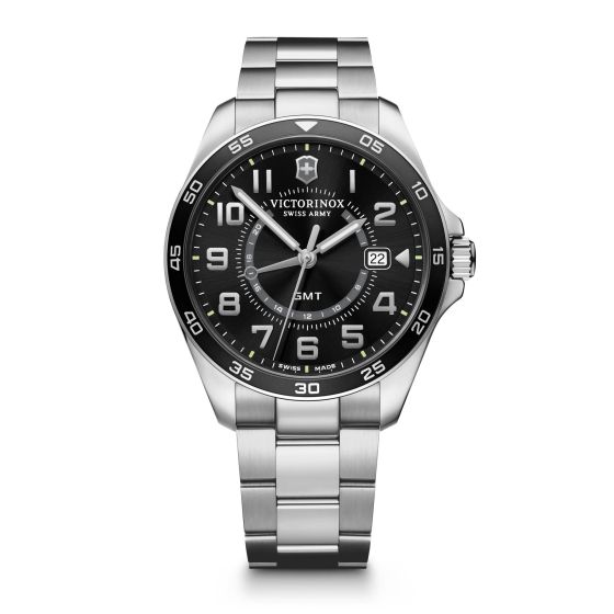 Fieldforce Classic Gmt, 42mm, Black Bezel, Black Dial, Silver Stainless Steel Bracelet