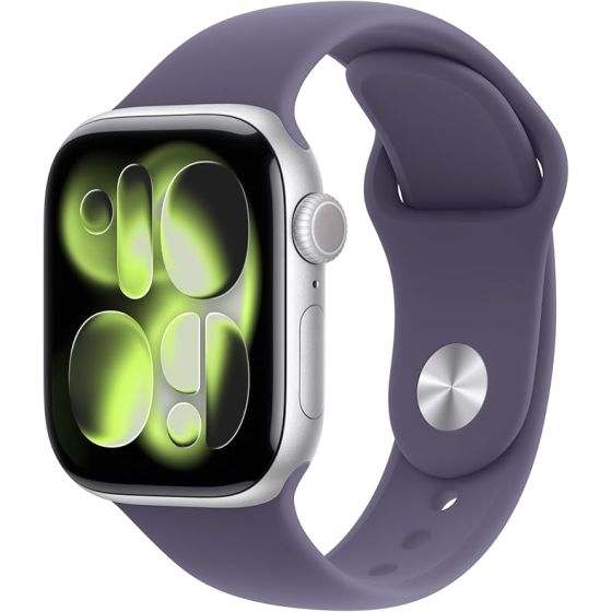 Apple Watch Series 11 GPS + Cellular 42mm Silver Aluminum Case with Purple Fog Sport Band - M/L