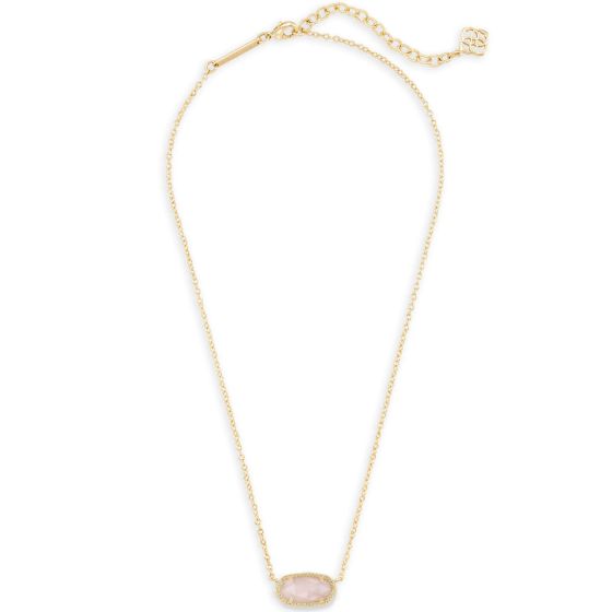 Elisa Gold Pendant Necklace in Rose Quartz