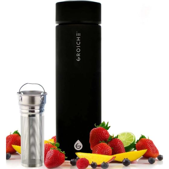 Chicago Double Walled S.Steel infuser tea tumbler - Black