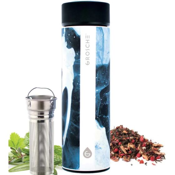 Chicago Double Walled S.Steel infuser tea tumbler - Dark Marble