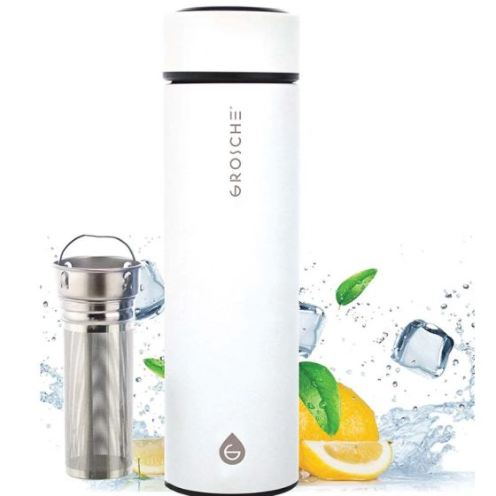 Chicago Double Walled S.Steel infuser tea tumbler - White