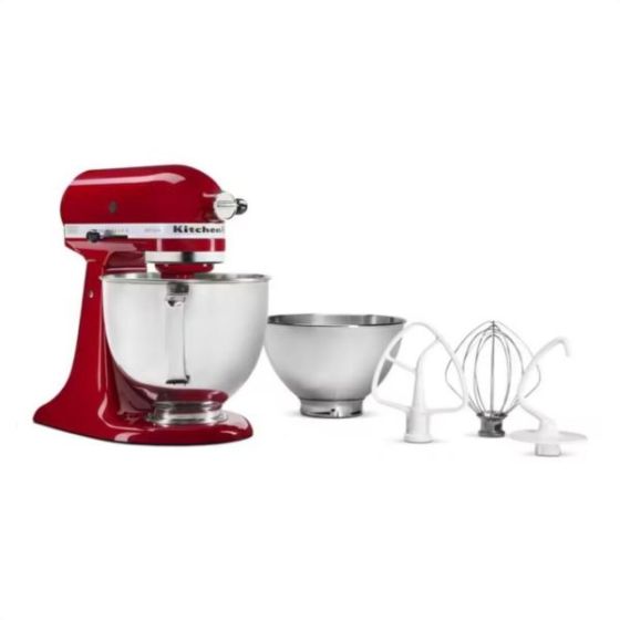 Value Bundle Artisan Series 5 Quart Tilt-Head Stand Mixer in Red with additional 3 Quart bowl