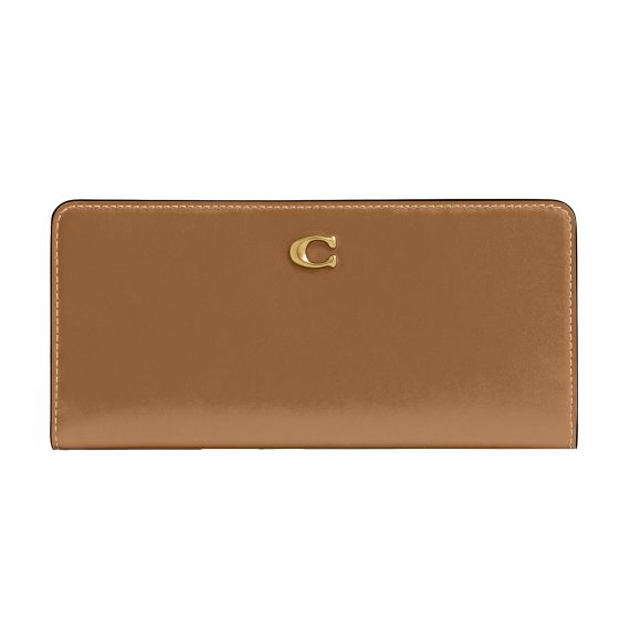 Refined Calf Leather Essential Skinny Wallet - Honey/Brass