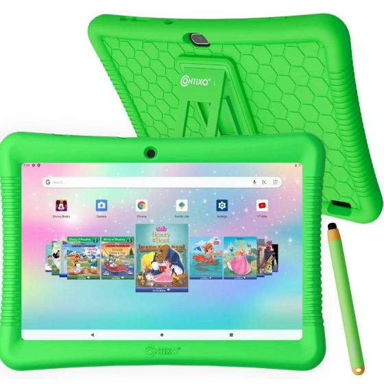 Contixo Kids Learning Tablet 10-inch IPS HD Display, WiFi, Android 11, 2GB RAM 32GB ROM, with Educator-Green
