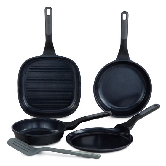 Leo Stone+ Ceramic Non-Stick Recycled Cast Aluminum 5pc Cookware Set