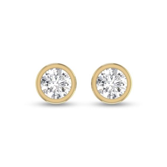 Lab Grown 1/2 CT Round Bezel Set Diamond Earrings