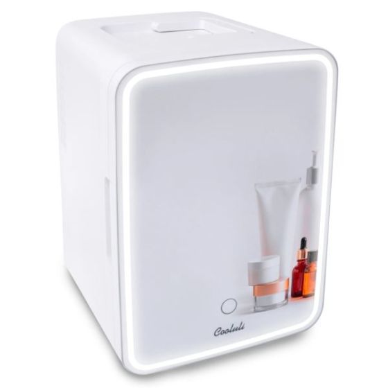 Glow 10L Mini Skincare Fridge w/ Mirror LED Light White