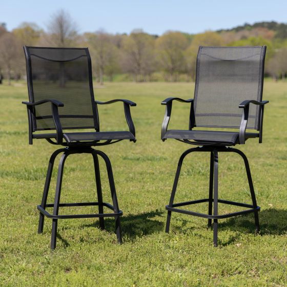 Outdoor Stool - 30 inch Patio Bar Stool / Garden Chair, Black (Set of 2)