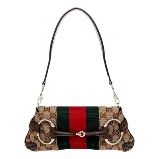 Gucci Horsebit Supreme Canvas Web Stripe Small Chain Shoulder Bag