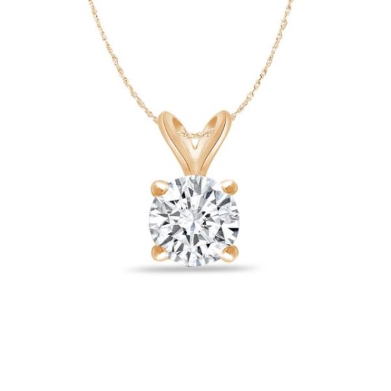 Bright White Round Lab Grown Diamond Pendant in 14K Yellow Gold 0.05ct, Color-FG, Clarity-VVS