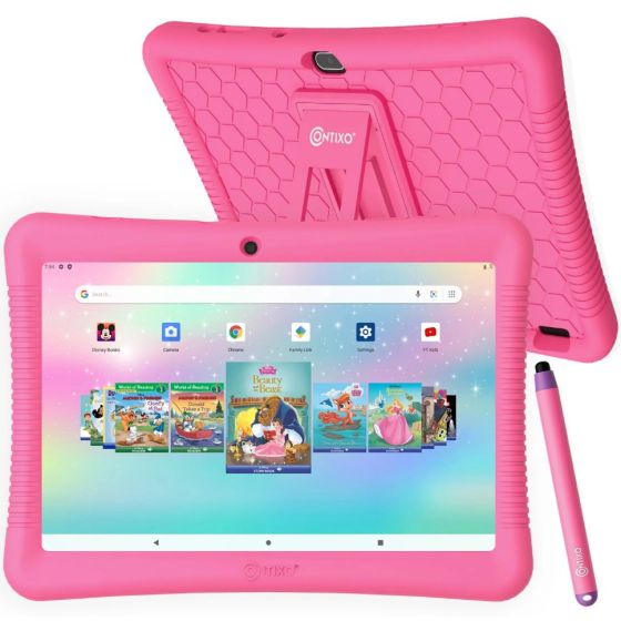 Contixo Kids Learning Tablet 10-inch IPS HD Display, WiFi, Android 11, 2GB RAM 32GB ROM, with Educator-Pink