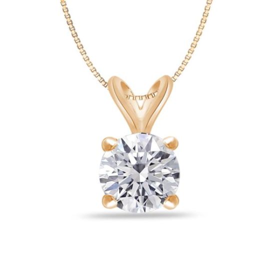 Bright White Round Lab Grown Diamond Pendant in 14K Yellow Gold 0.55ct, Color-FG, Clarity-VS