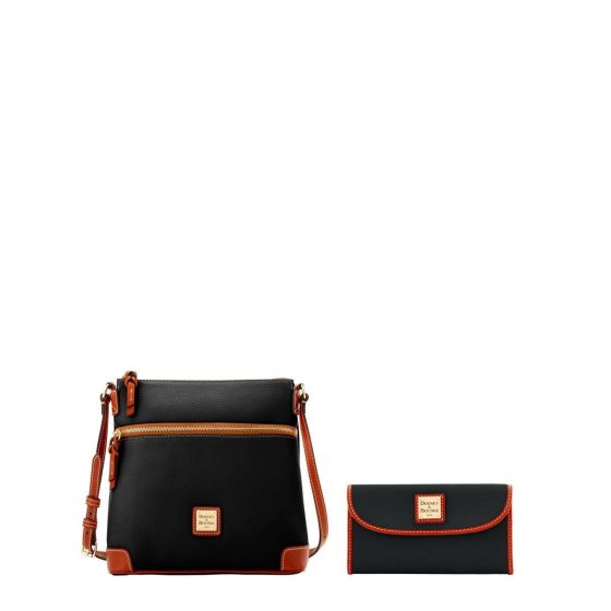 Pebble Grain Crossbody and Continental Clutch Set