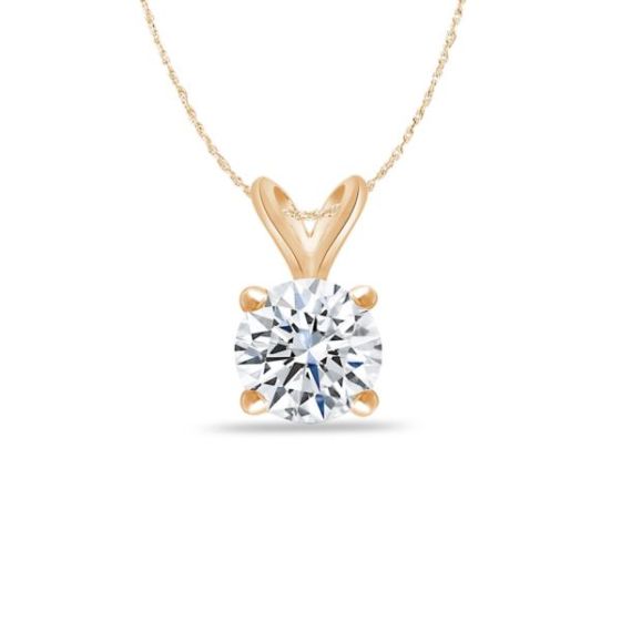 Bright White Round Lab Grown Diamond Pendant in 14K Yellow Gold 0.08ct, Color-FG, Clarity-VS SI