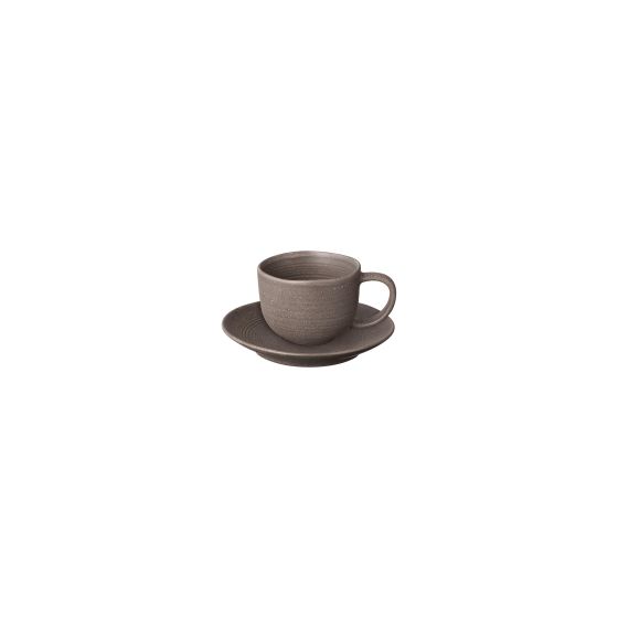 KUMI Stoneware Coffee Cups With Saucers - Set of 2