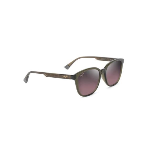 Ku'ikahi Asian Fit Polarized Sunglasses Shiny Green Frame Maui Rose Lens