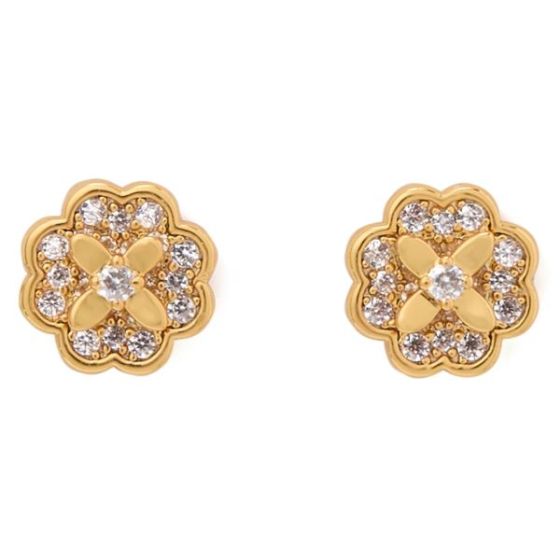 Heritage Bloom Mini Studs - Clear/Gold