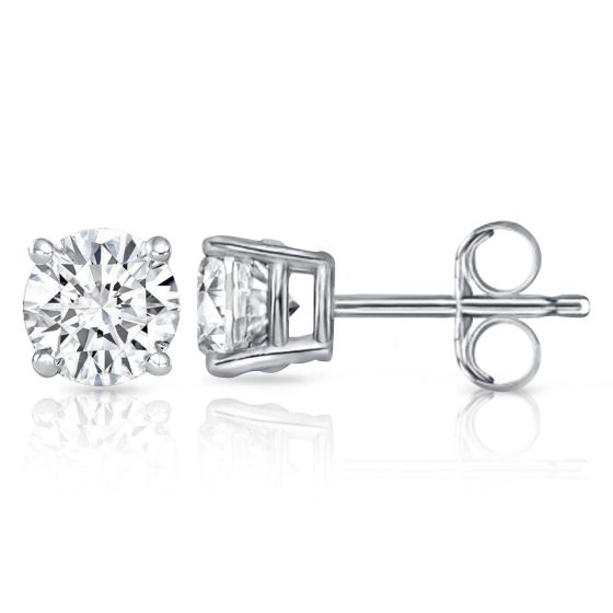Bright White Round Lab Grown Diamond Prime Stud in 10K White Gold 1.00ct, Color-FG, Clarity-SI2 I1