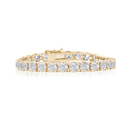 Bright White Privilege Round Lab Grown Diamond Tennis Bracelet in 14K Yellow Gold 17.00ct,EF,VS1 VS2