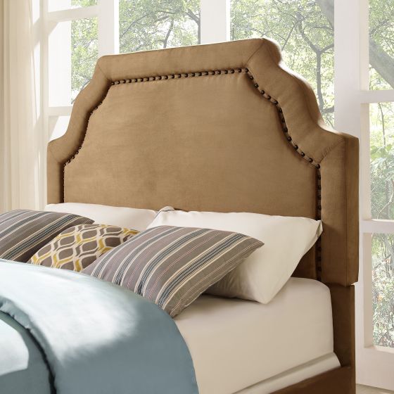 Loren Keystone Upholstered Full/Queen Headboard In Camel Microfiber