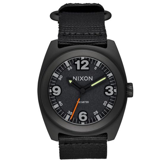 Mens Clutch 42 All Black Nylon Band Watch Black Dial